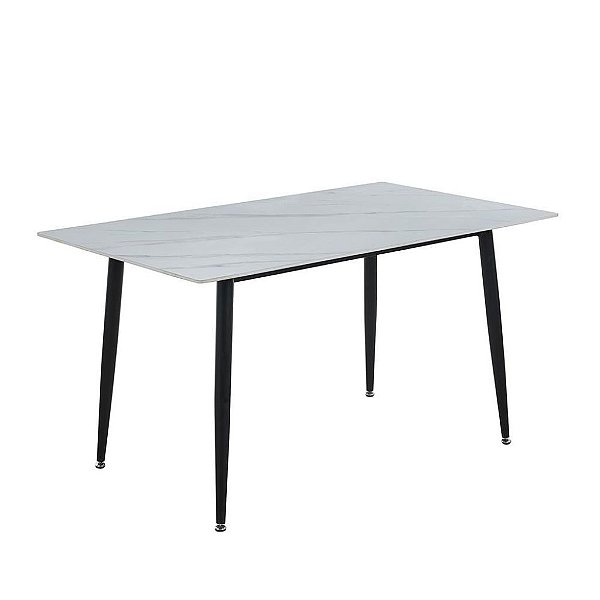 Mesa V4001 Retangular 140x80x75cm, Base Aco(Preto) C/ Tampo Em Cerâmica