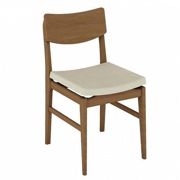 Cadeira Zoe C/ Encosto Laminado Em Madeira Nogal, Assento Estofado