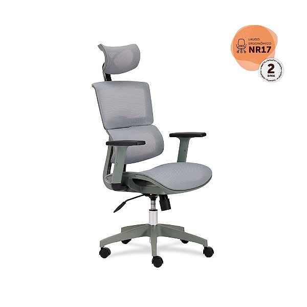 Cadeira Office Presidente Oregon(NR17), Base Nylon, Braços 3D, Sist. Relax C/ Assento e Encosto Tela Mesh