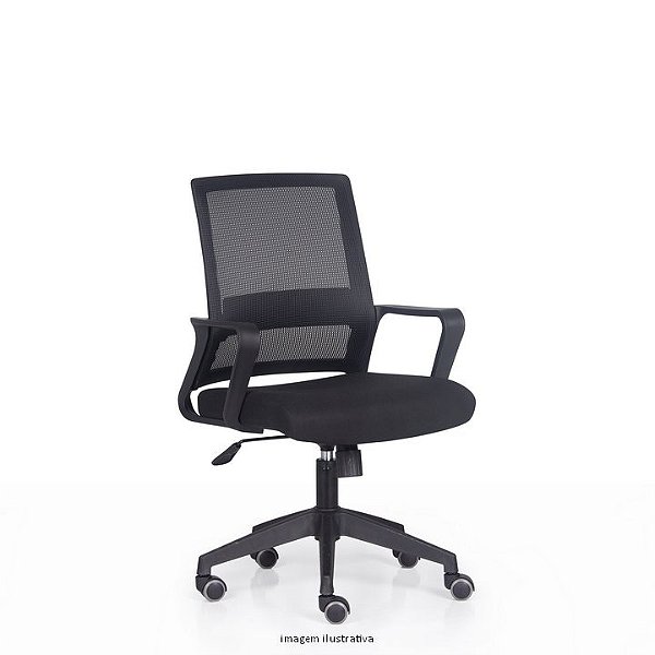 Cadeira Office Diretor Inline C/ Braços Fixos, Base Piramidal Nylon, Encosto C/ Relax Em Tela