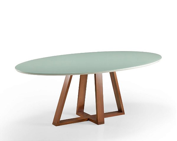 Mesa Jantar Moretti Oval 235cm x 100cm, Base e Tampo em Madeira Natural
