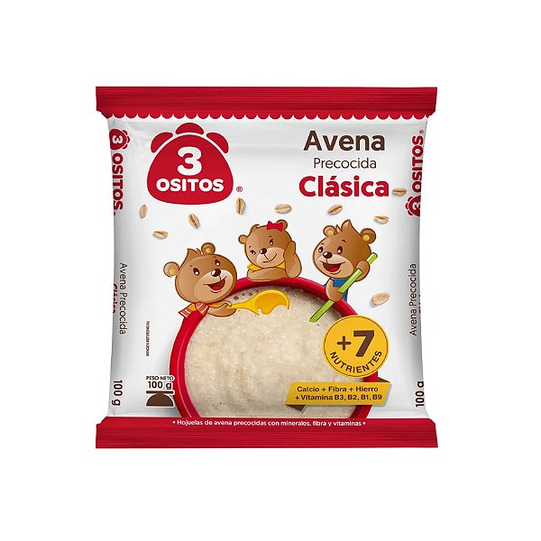 Aveia Pré-Cozida 3 Ositos 100g Fibra e Proteína | Produto Peruano