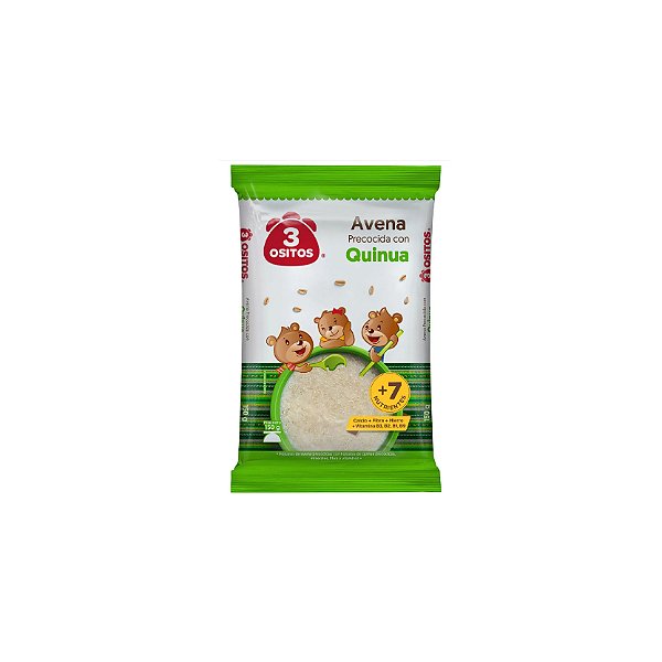 Aveia Quinoa Fortificada 3 Ositos 150g | Vitaminas B, Cálcio, Ferro e Fibras | Pré-Cozida