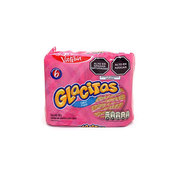 Bolachas Glacitas Morango. Pacote com 6 unidades