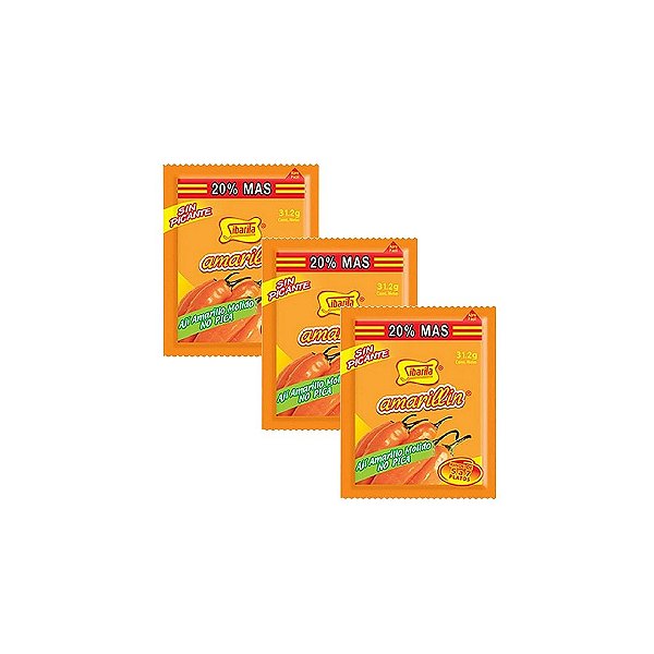 Kit 3 Sachês Ají Amarelo Sibarita Amarillin 31,2g | Pimenta Peruana Sem Picante