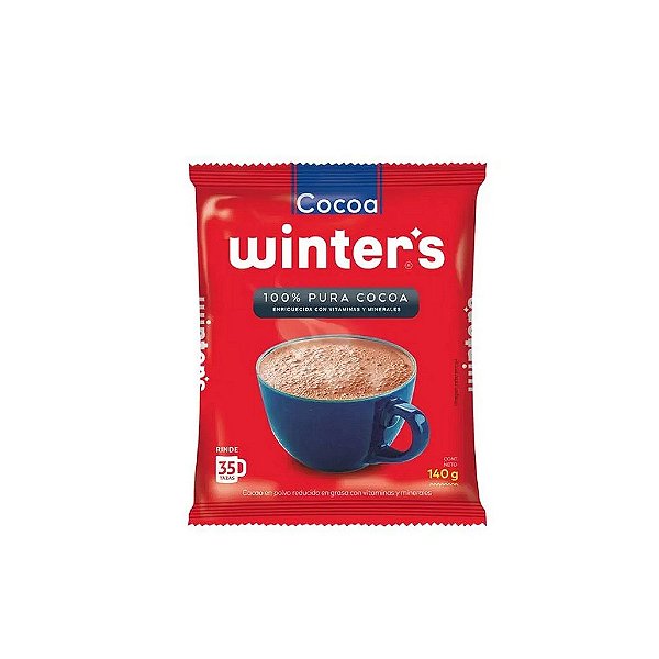 Cocoa Winter's 100% Pura | Cacau em Pó 100% Peruano - Com Vitaminas e Minerais (140g)