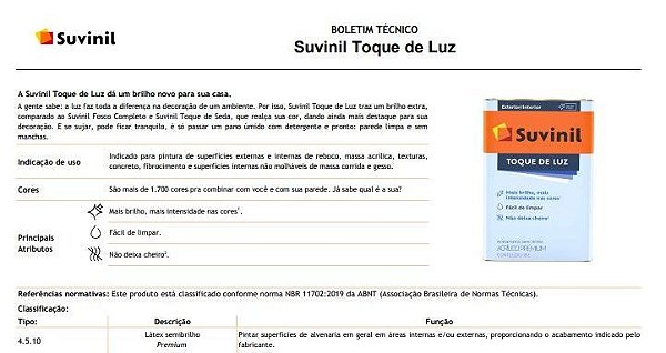 Tinta Acrílica Suvinil 3,6 Litros Semi Brilho Toque De Luz Branco