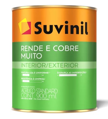 Tinta Acrílica Suvinil Rende & Cobre Fosco 0,9 Litros Branco