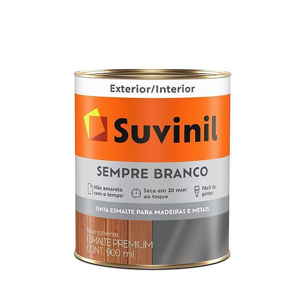 Tinta Esmalte Suvinil 0,9 Litros Alto Brilho Sempre Branco