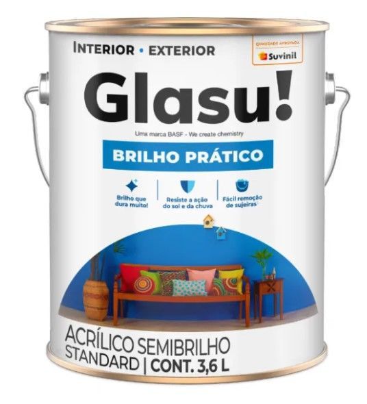 Tinta Acrílica Glasurit 3,6 Litros Semi Brilho Standard Branco Suvinil