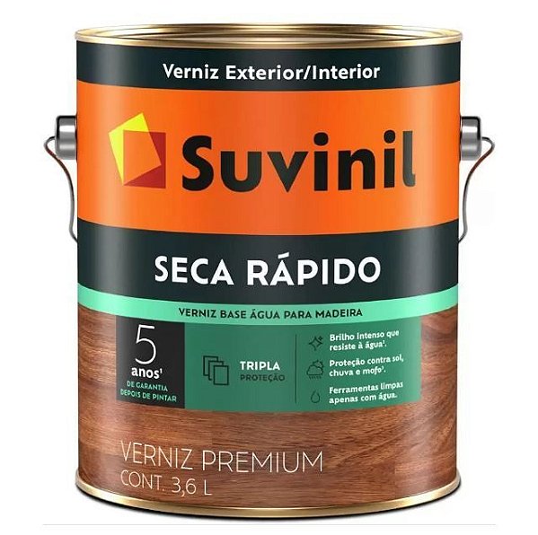 Verniz Suvinil Brilho 3,6 Litros Seca Rápido ( água )