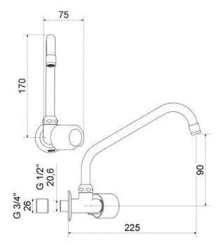 Torneira Meber Cozinha Bica Móvel 1185 C40 1/4v Ba