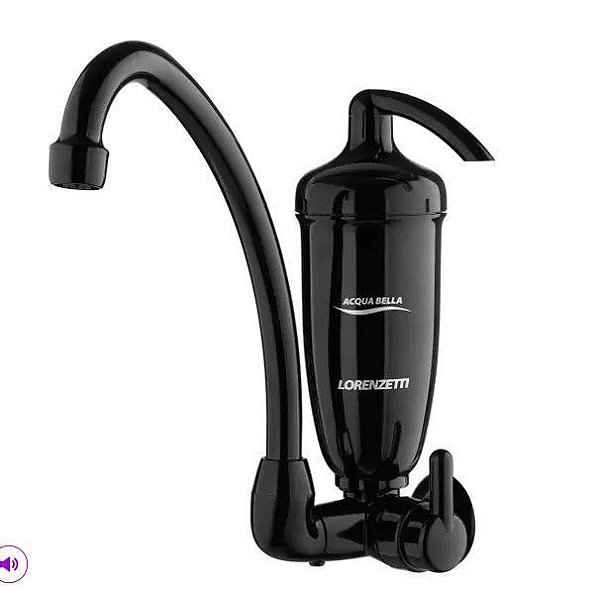 Torneira com Purificador Acqua Bella Black Lorenzetti