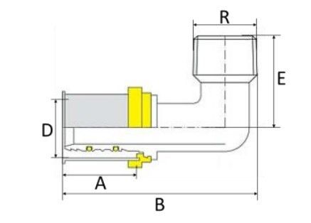 Pex Gás Amanco Joelho 90° Transição M Gás Dn16x1/2