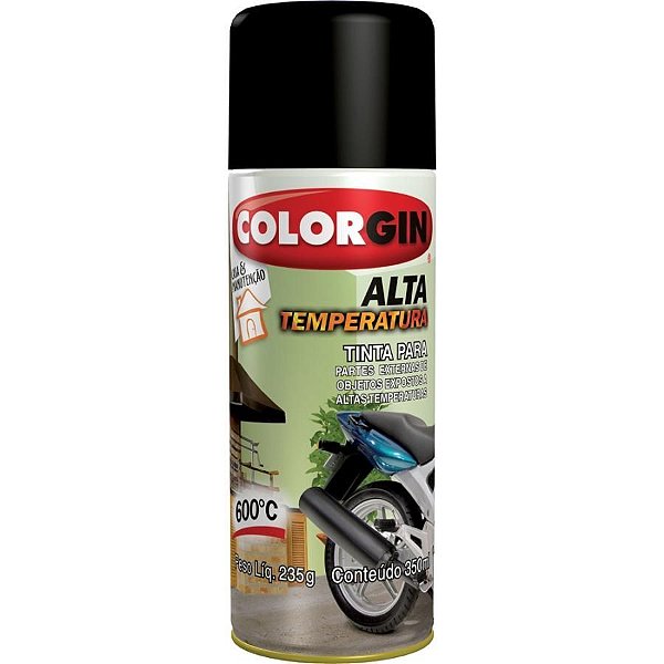 Tinta Spray Colorgin 300ml  Alta Temperatura Preto