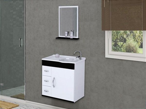 Kit Rorato Firenze Suspenso 2 Portas + Espelheira 60cm Branco