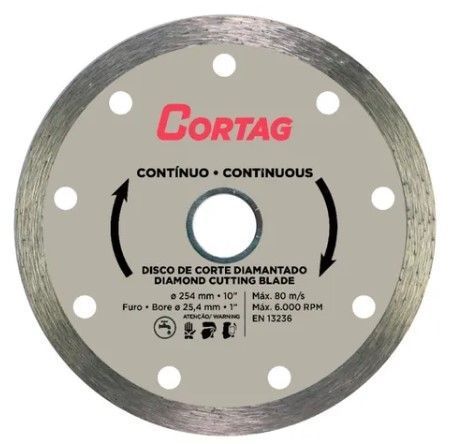 Disco Diamantado 10 Cortag 254mm Continuo