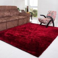 Tapete Panosul Shaggy 1,00x1,50 Vermelho/Preto