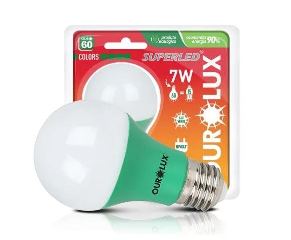 Lampada Bulbo Led   7w Verde Ourolux Biv