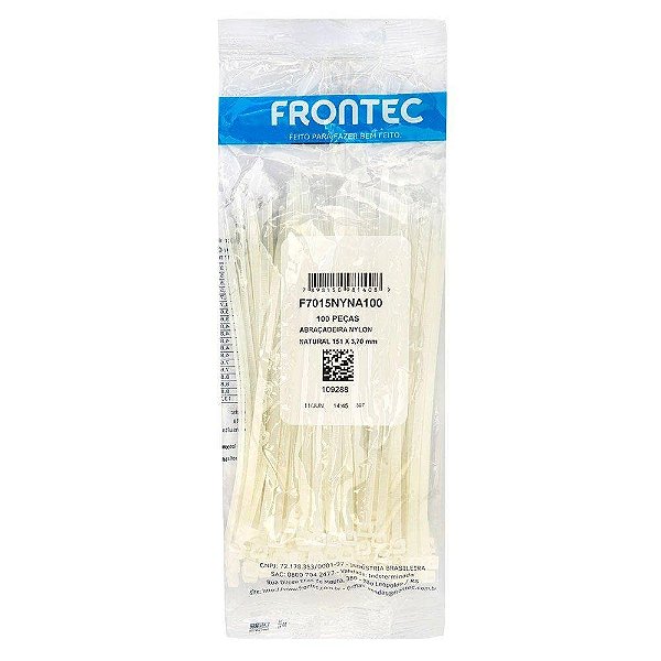 Abracadeira Cinta Lacre 3,7x151mm Branca Frontec C/100