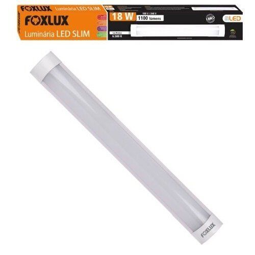 Luminaria Led Slim Tube 18w Biv 6000k Foxlux