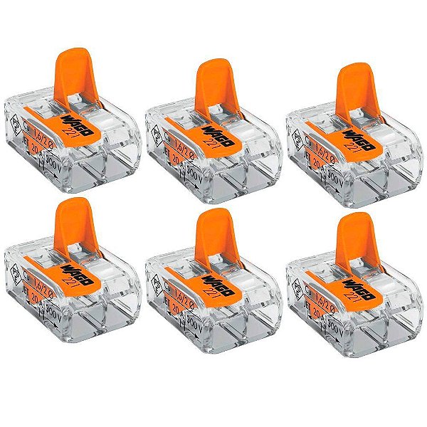Conector Wago 2 Fios 4,0mm (6pcs)