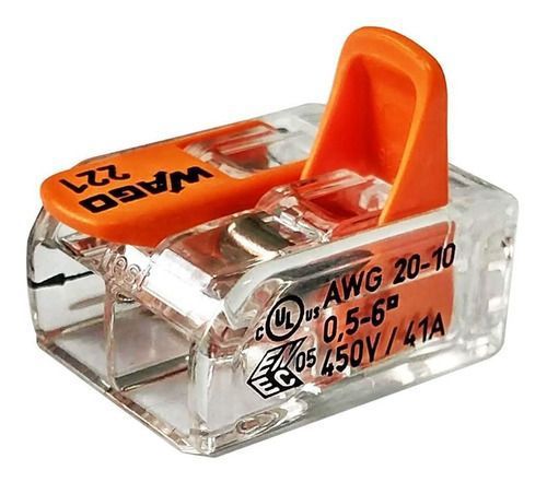 Conector Wago 2 Fios 6,0mm (3pcs)