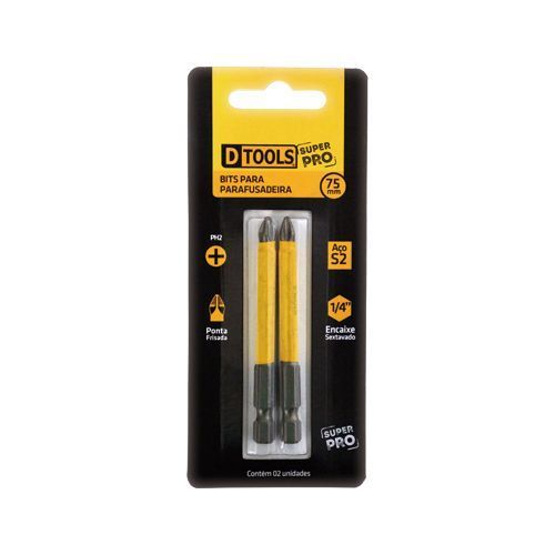 Ponteira Bits Parafusadeira Ph2 C/2pc Dtools 75mm