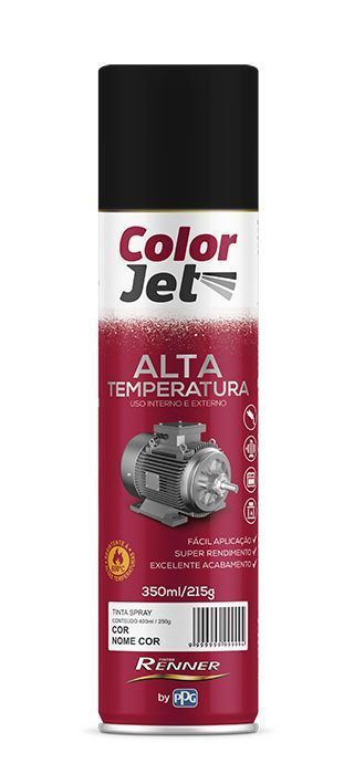 Tinta Spray Renner 350ml  Alta Temp Preto Fosco