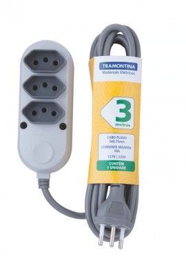 Extensao Tramontina 3 Tom 3m (2p+T) 10a 0,75mm