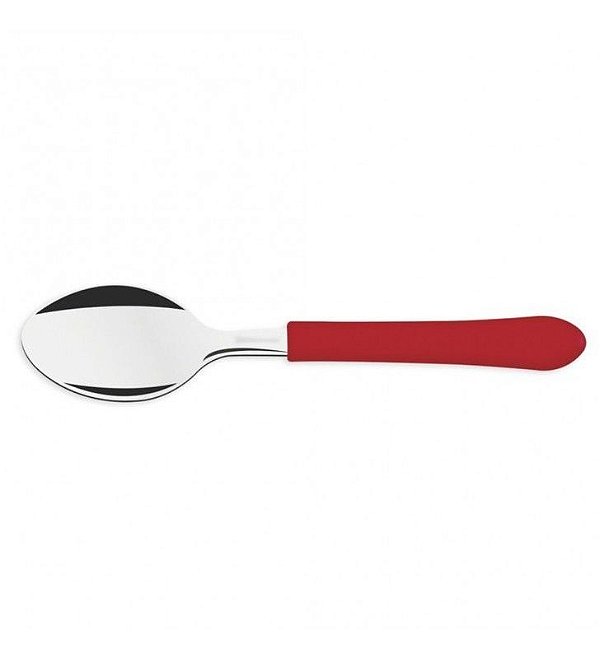 Colher Tramontina Cha Inox Leme Vermelha