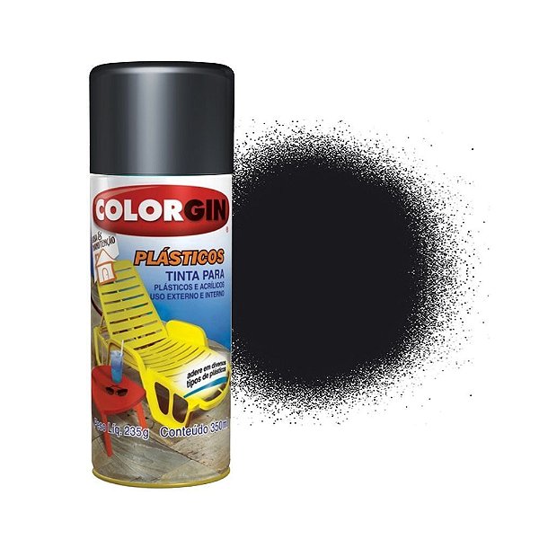 Tinta Spray Colorgin Plasticos 350ml Preto Fosco