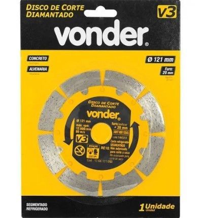 Disco Diamantado  4.3/8 121mm Vonder V3 Segmentado (Canaleta)