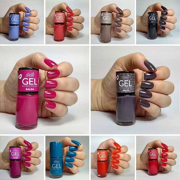 Kit 18 Esmaltes Efeito Gel Seca sem Cabine + Top Coat Efeito Gel