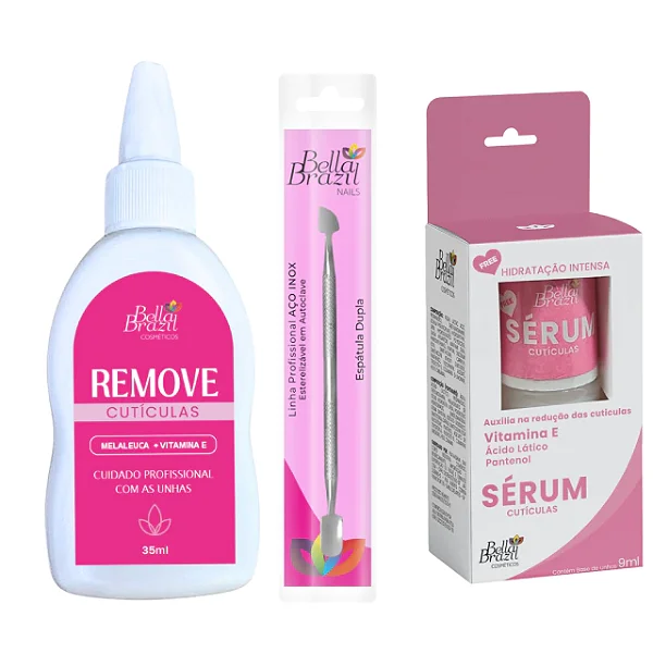 Kit Cutículas Perfeitas Bella Brazil – Remove + Espatulá + Sérum