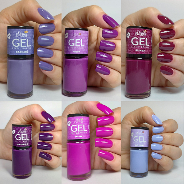Kit 06 Esmaltes - Coleção Lilás e Roxo
