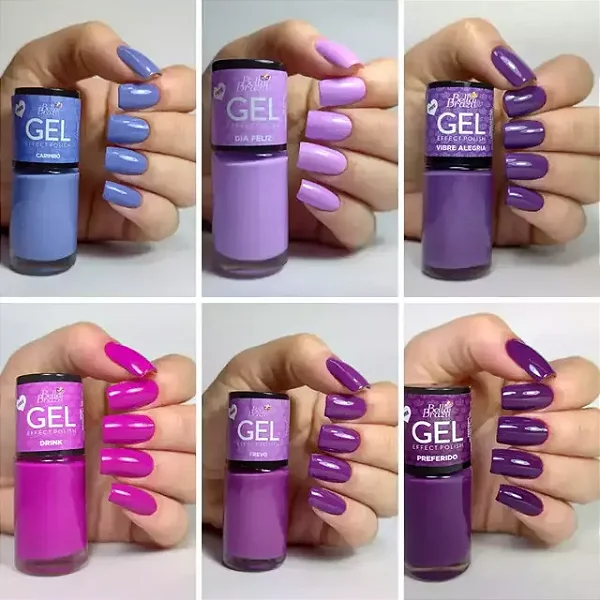 Kit 06 Esmaltes - Coleção Lilás e Roxo