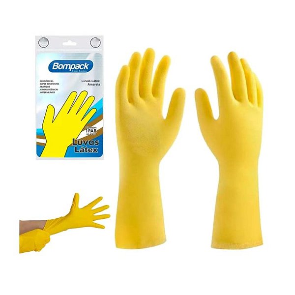 LUVA LATEX AMARELA BOMPACK