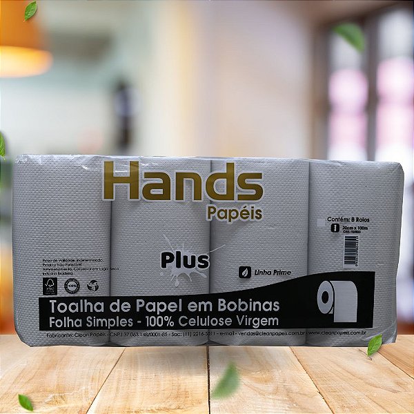 PAPEL TOALHA BOBINA 6X200M PRIME PLUS 100% CELULOSE - HANDS