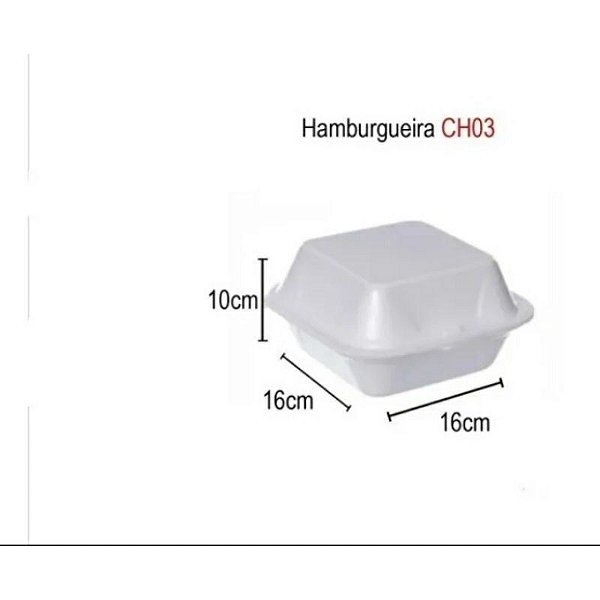 Hambugueira Embalagem CH03 de Isopor para Hambúrguer Sanduíche Bento Cake Batata frita com 100 Unidades