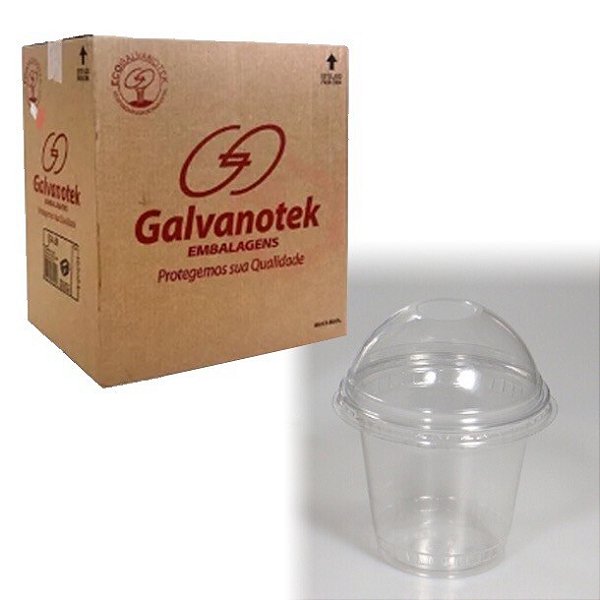 Copo com Tampa Bolha 300ml Galvanotek - 100 Unidades