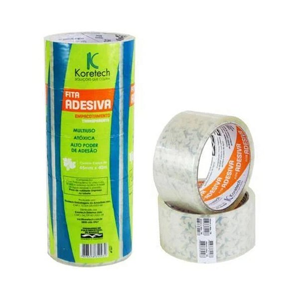 Fita Adesiva 45mm X 40m Transparente Larga (Durex Largo) - Koretech