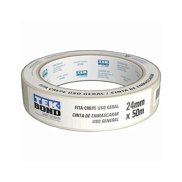 Fita Crepe Uso Geral 24mm x 50m - Tek Bond