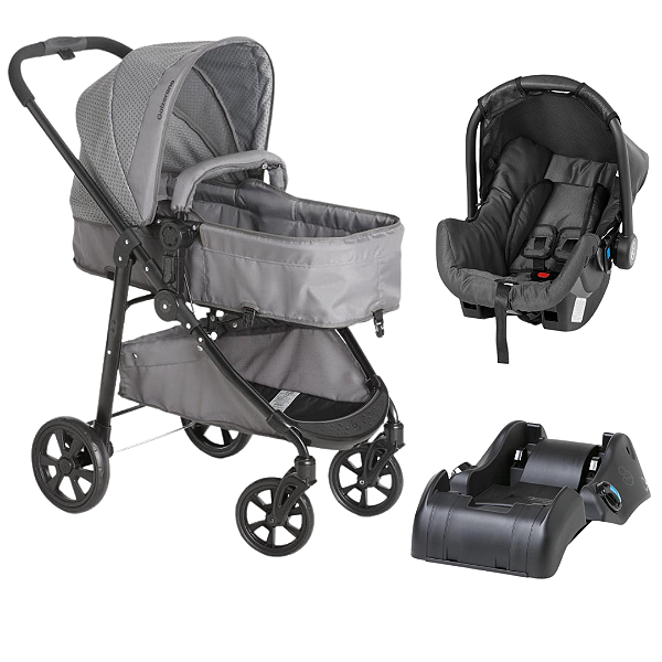Conjunto Travel System Olympus Grafite com base Galzerano