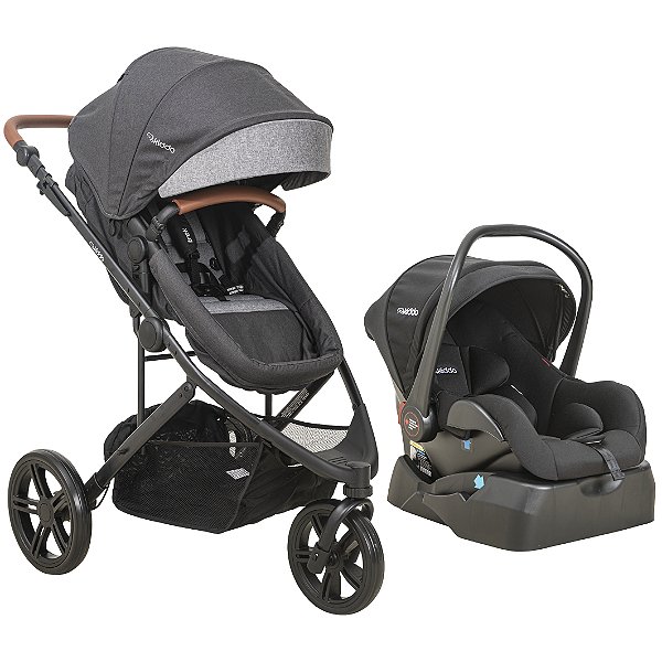 Conjunto Travel System Cinza Chumbo Trek com base tradicional - Kiddo
