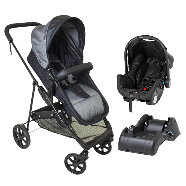Conjunto Travel System com base Napoli Cinza Galzerano