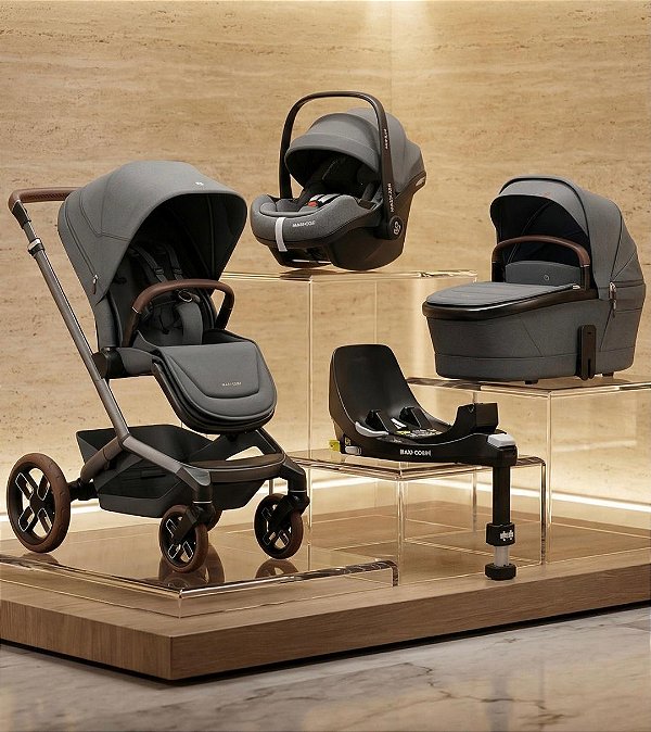 Combo Carrinho Fame + Moíses + Bebê Conforto Pro 2 Twillic Graphite Maxi - Cosi