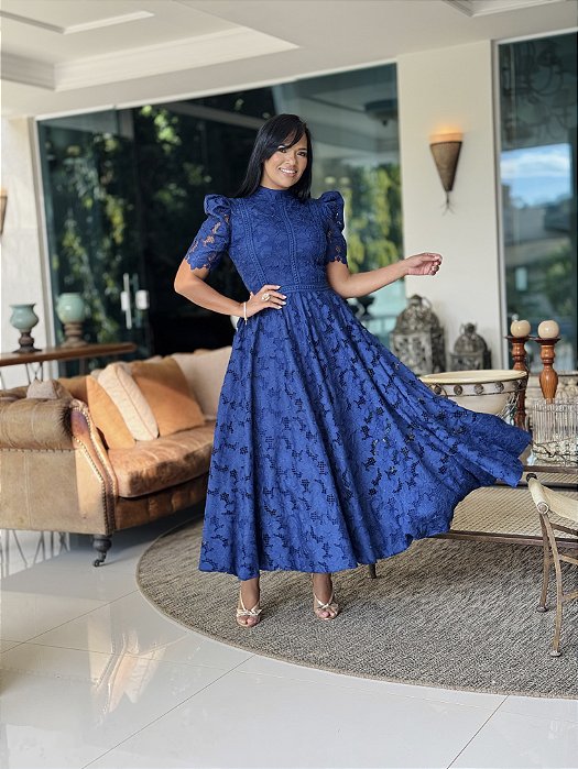 Vestido Richilieu Azul Royal - Leidy Lair