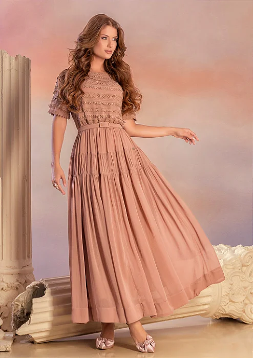 Vestido Janine - Mocha Mousse (Pré-venda)