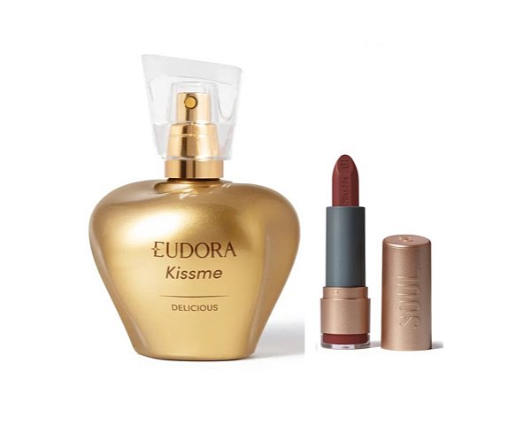 Kiss Me Delicious Colônia 50 ml + 1 Batom Cremoso Marrom , Eudora